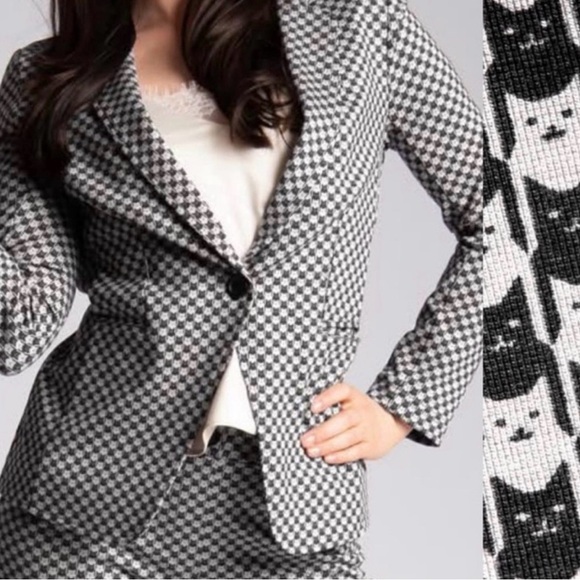 Betabrand Jackets & Blazers - Betabrand Catstooth Transcendent Blazer - Black & White - Size Large